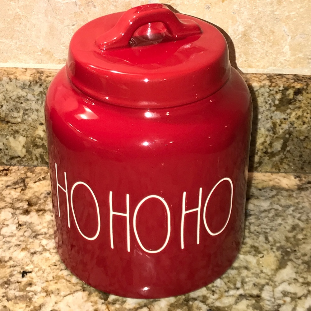 Rae Dunn Red HO HO HO Chunky Canister Christmas